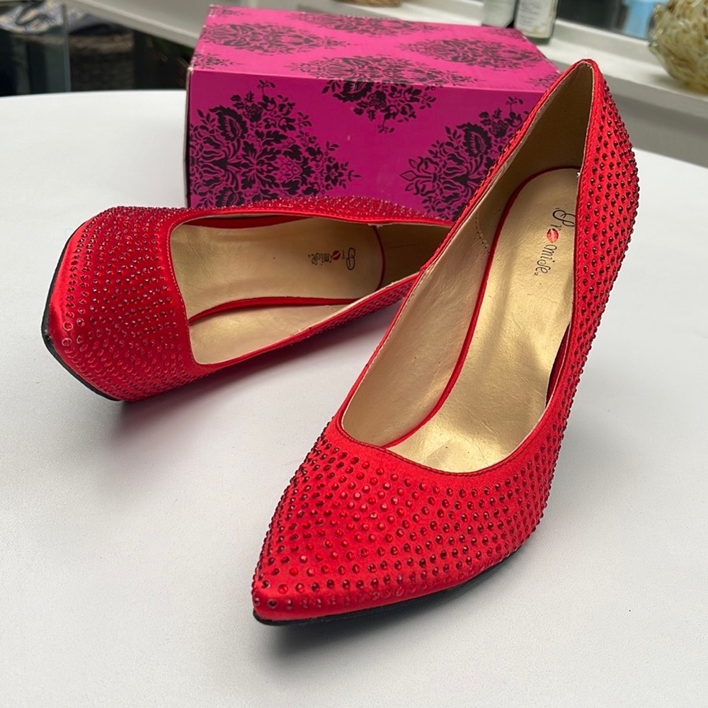 New Red Rhinestone Heels - Picture 2 of 15